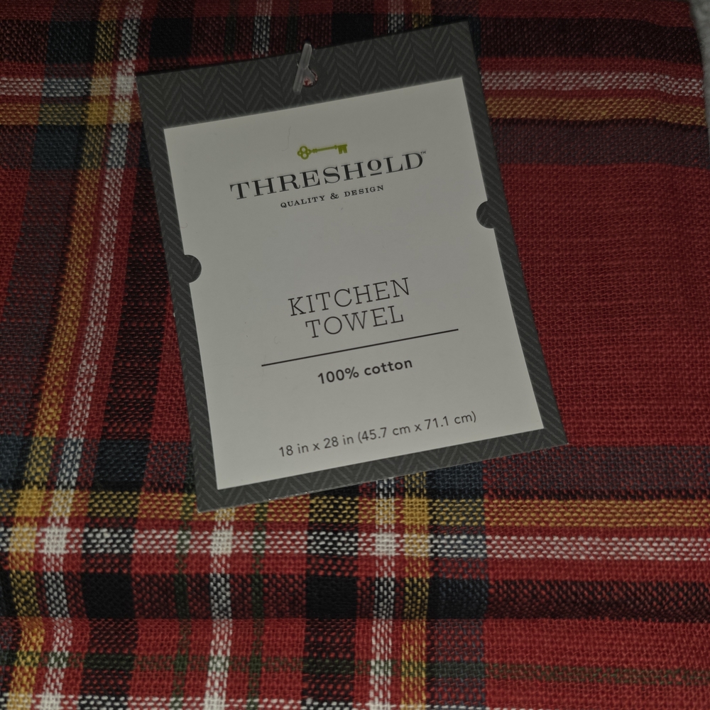 Threshold Red Plaid Kitchen Towel (4)